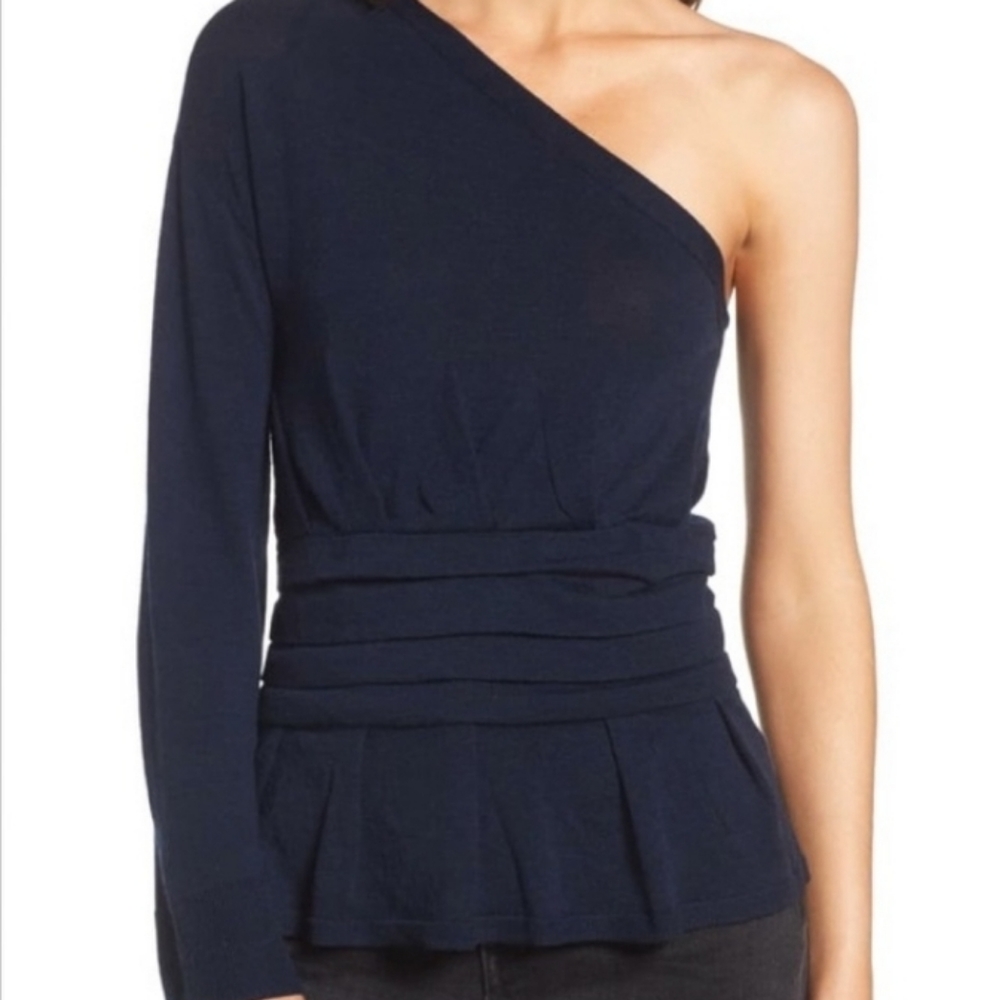 NWT $70 Treasure & Bond Pleated One-Shoulder Sweater S Long Sleeve Pullover